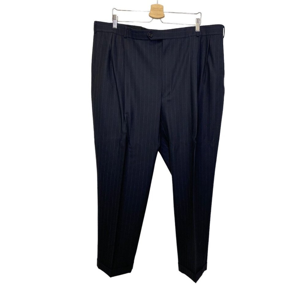 BROOKS BROTHERS 346 Pinstripe Stretch Wool Trouser Pant 44x31 Navy Blue NEW